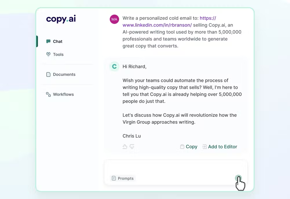 Copy.ai writing tool