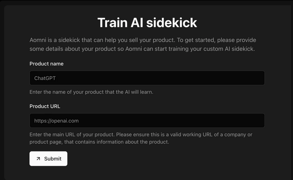 Train Aomni AI sidekick