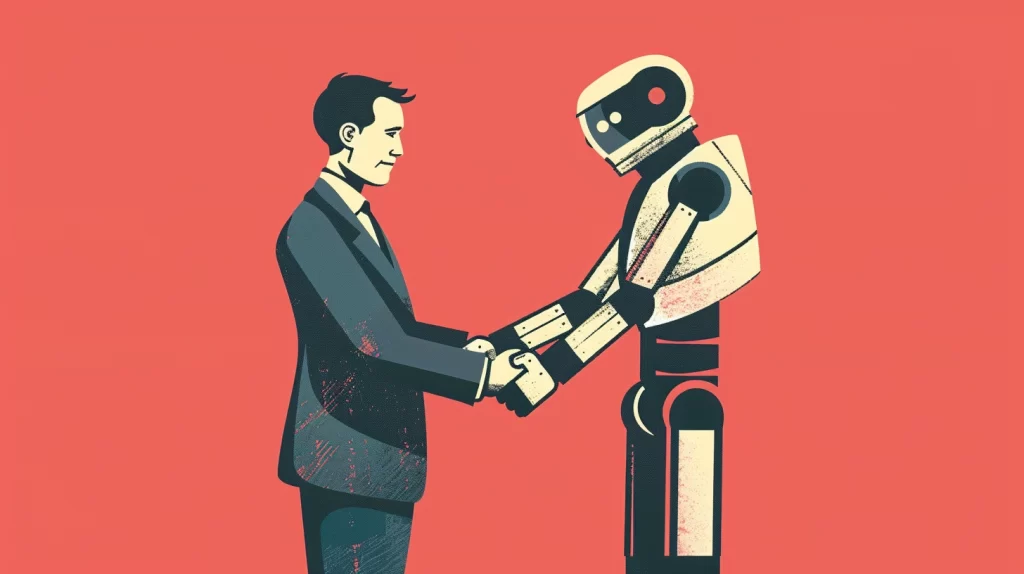 a person and a robot holding hands of each other