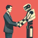 a person and a robot holding hands of each other